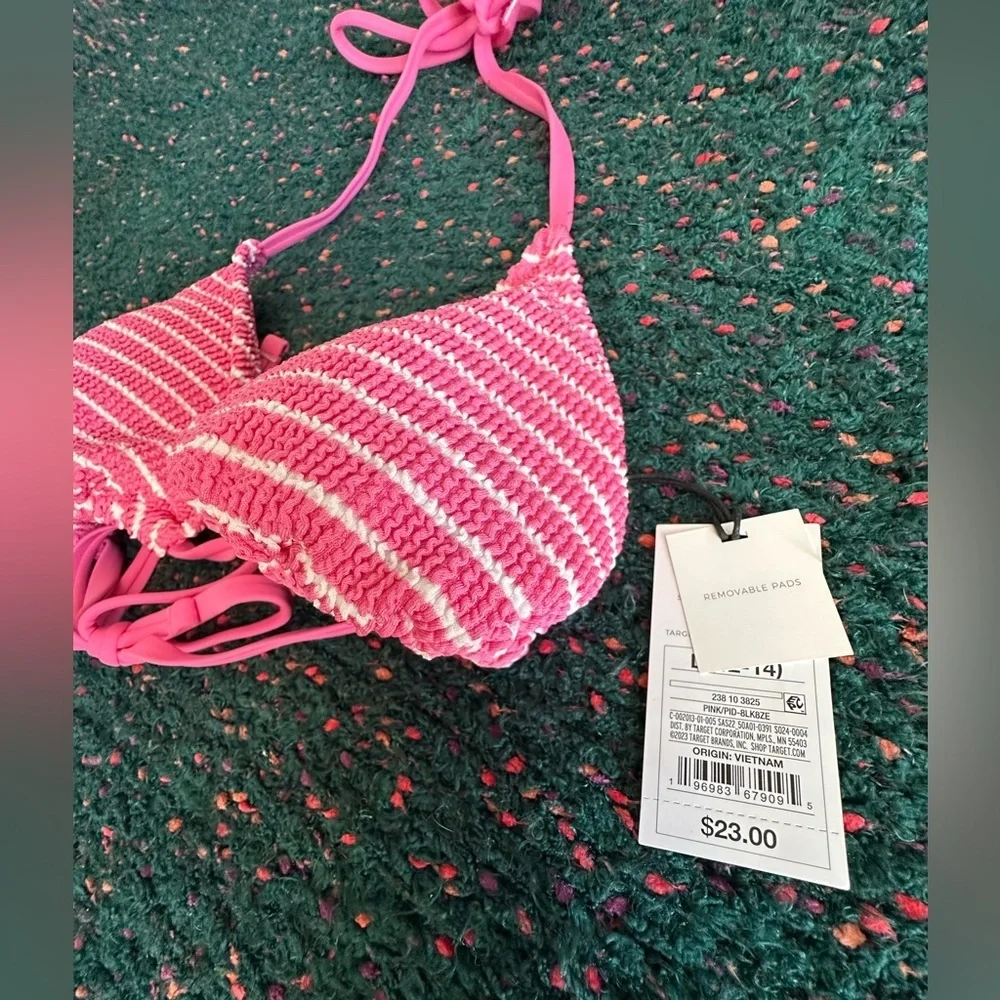 ‼️RARE‼️🎸Shade & Shore🎸🔥NWT🔥Pink/White Striped Bikini Top— M